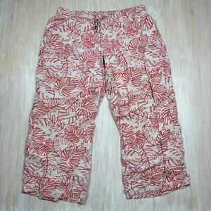 Lane Bryant Drawstring Linen Tropical Leaf Print Resort Wide Leg Pants 18/20